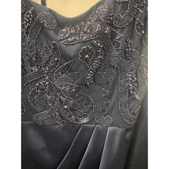 Aidan Mattox By Adrianna Papell Navy Beaded Sleeveless Cocktail Dress Size 12 - Picture 7 of 7